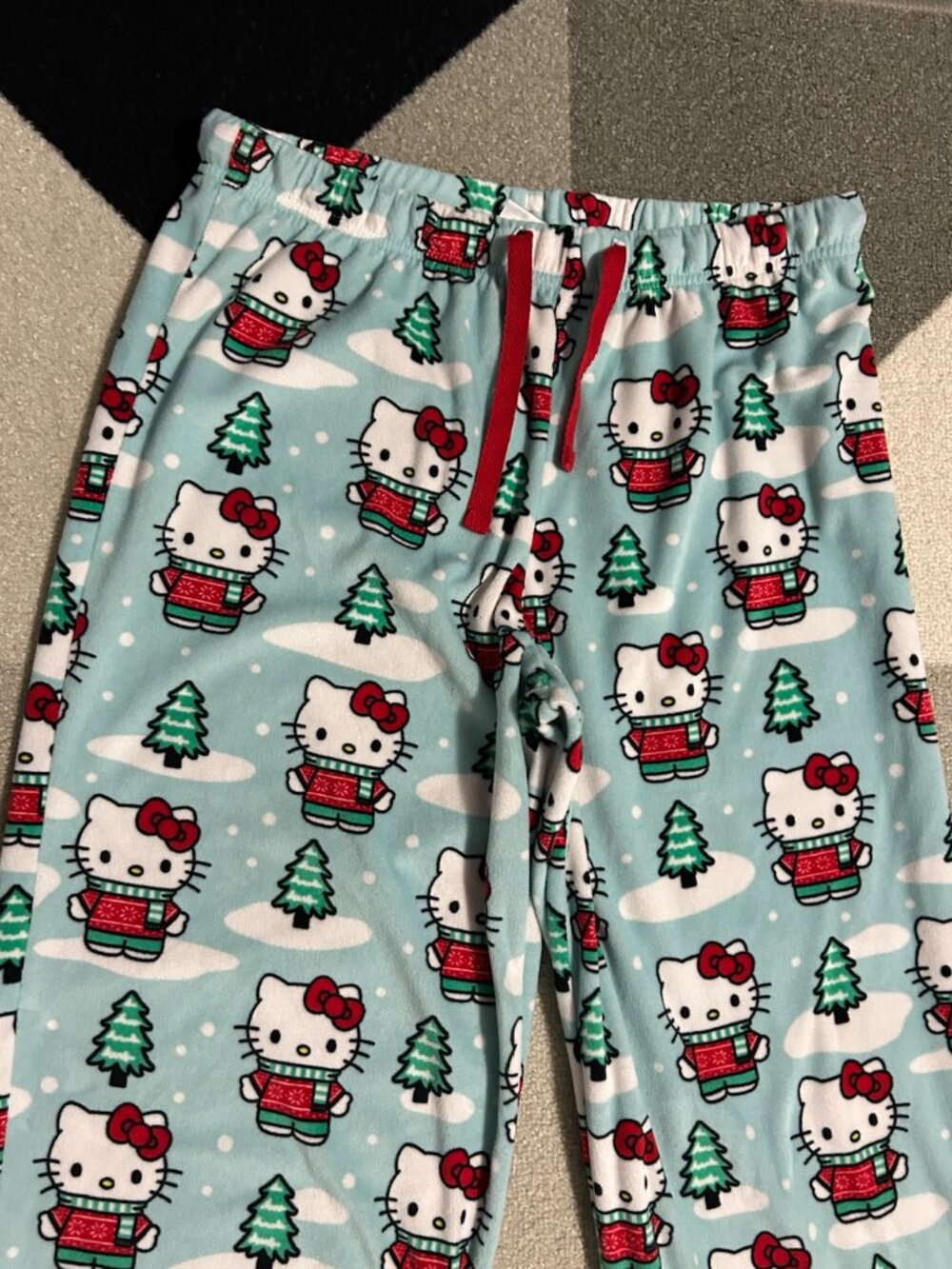 Hello Kitty by Sanrio Aqua Fleece Holiday Pajama Bottoms/Pants Women's Size S